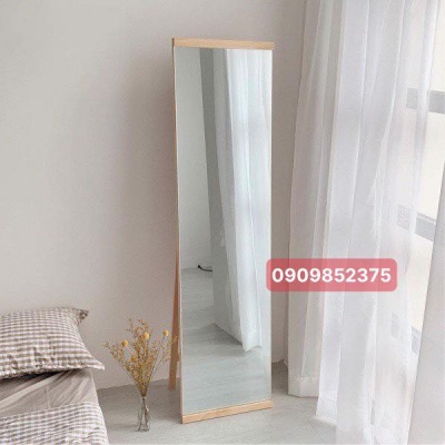Gương soi toàn thân khung gỗ thông cao cấp (treo tường / có chân dựa)